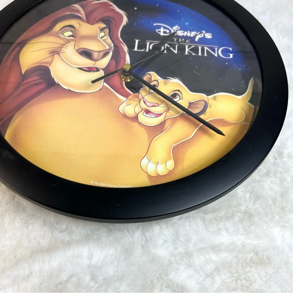 Disney The Lion King Clock Wall Round Black Framed Mufasa and Simba 11
